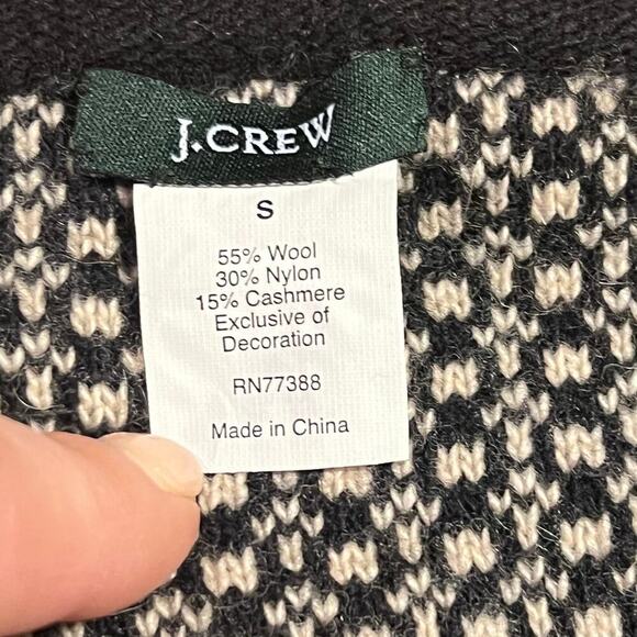 J.Crew Cashmere Wool Blend Full Zip Sweater Women’s Size Small Knit Black Tan - Picture 3 of 5